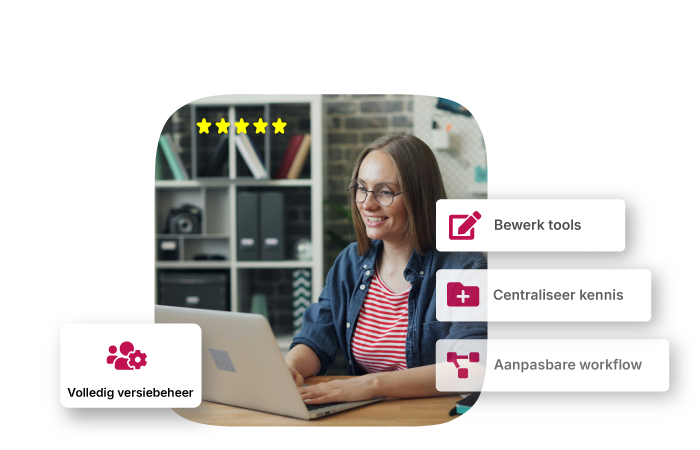 Foto van een vrouw achter een laptop